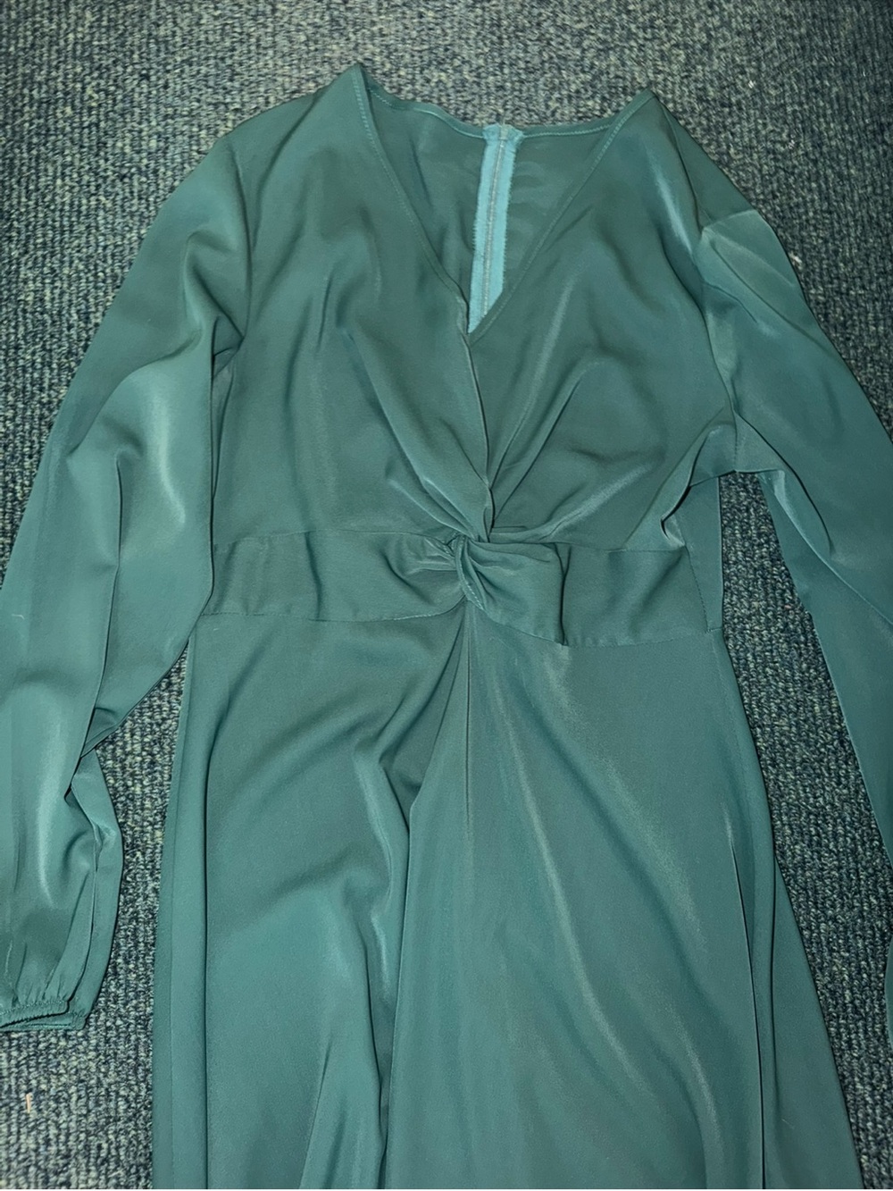 Bridesmaid Twist-Front Long Sleeve Emerald Dress